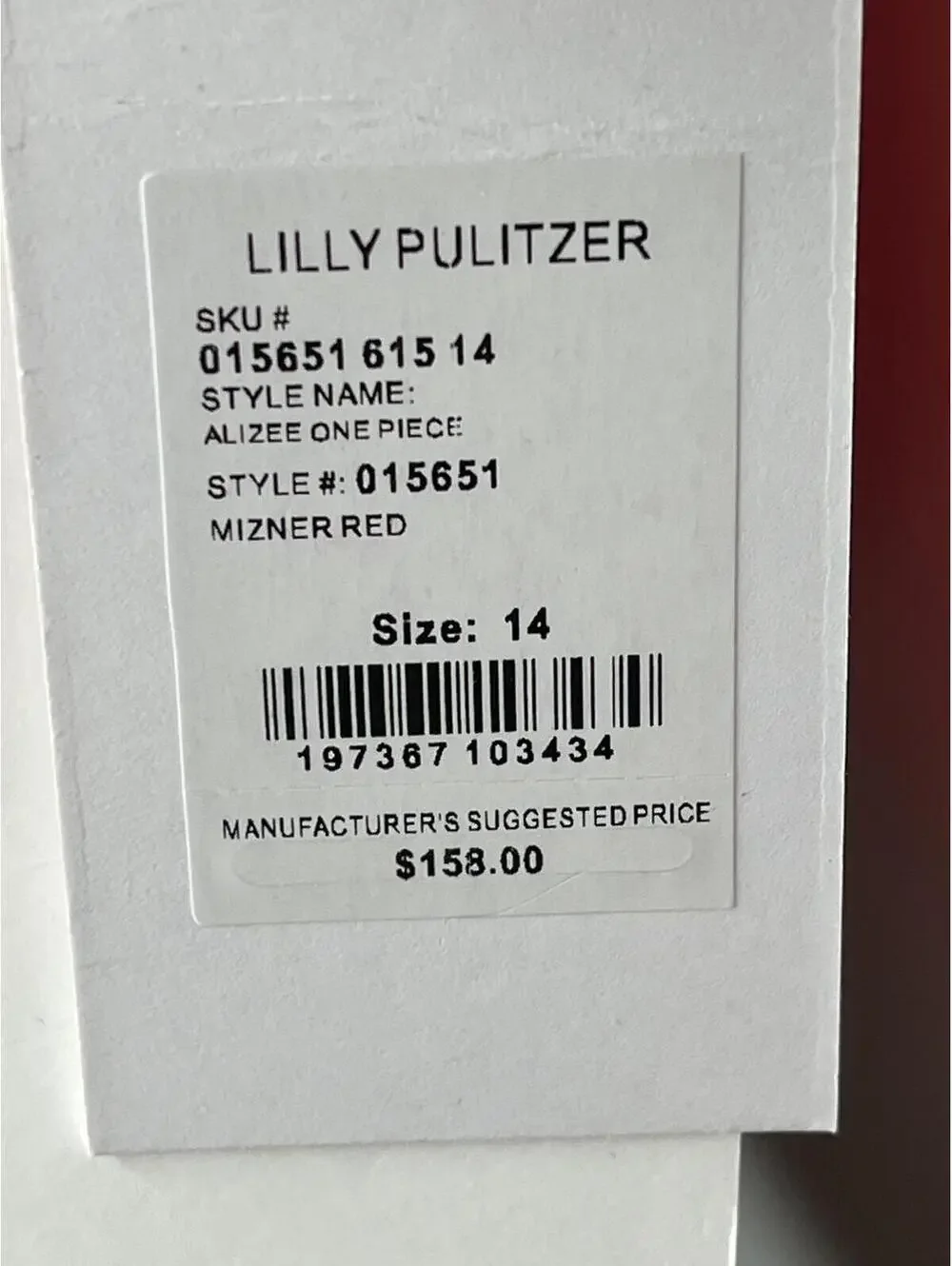 NWT Lilly Pulitzer Women's Mizner Red/Alizee One-Piece Swimsuit Size 14